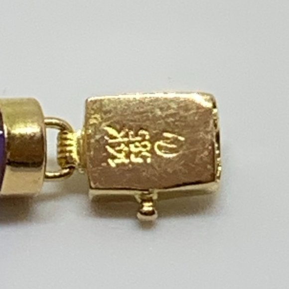 Purple Jade and 14k Gold bracelet, size 7.5" - Picture 5 of 5